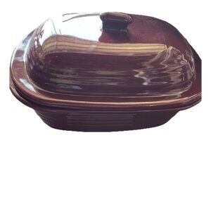 Pampered Chef 3L Cranberry Deep Covered Baker Roaster Dutch Oven Stoneware NWT